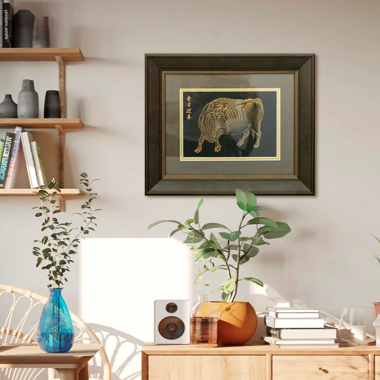 Golden Ox Welcomes Spring Pure Gold Decorative Painting